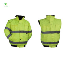 men's winter safety Hi Vis reflective workwear reflect working jacket with removable Detachable sleeve